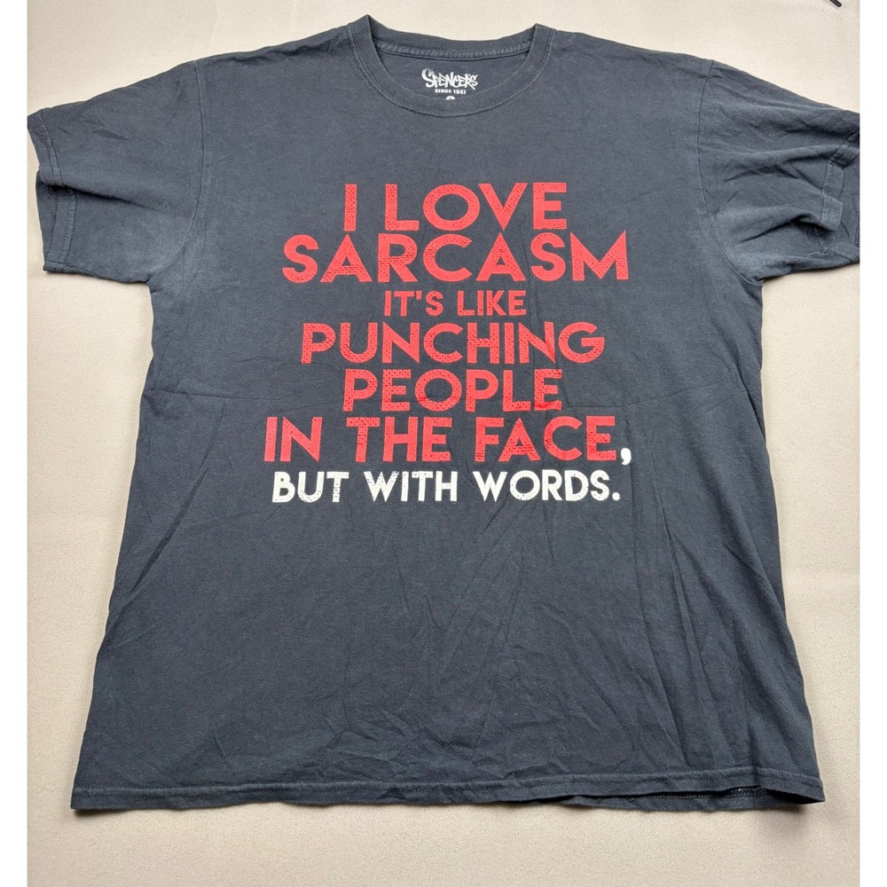 Spencer's I Love Sarcasm Graphic T-Shirt Mens Large Black Sarcastic Novelty Tee